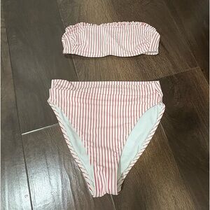 Striped Red and White Bikini Set